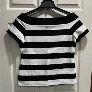 NWT Ann Taylor Black and White Striped Blouse